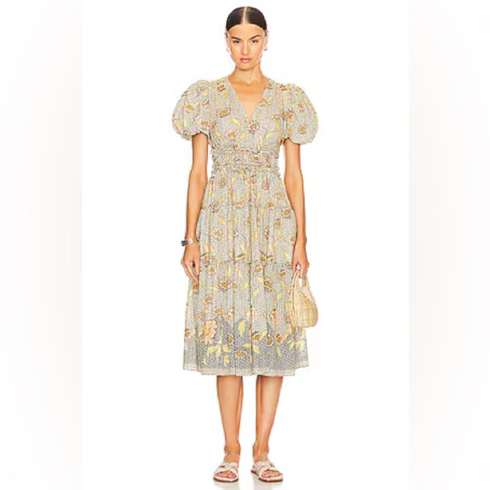 Ulla Johnson Floral Puff-Sleeve Midi Dress NWT